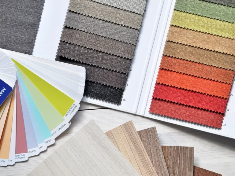 Livark interior design services image showing a fabrics and paint color palette